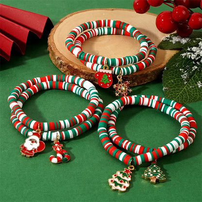 Christmas polymer clay pendant bracelet party New Year holiday accessories